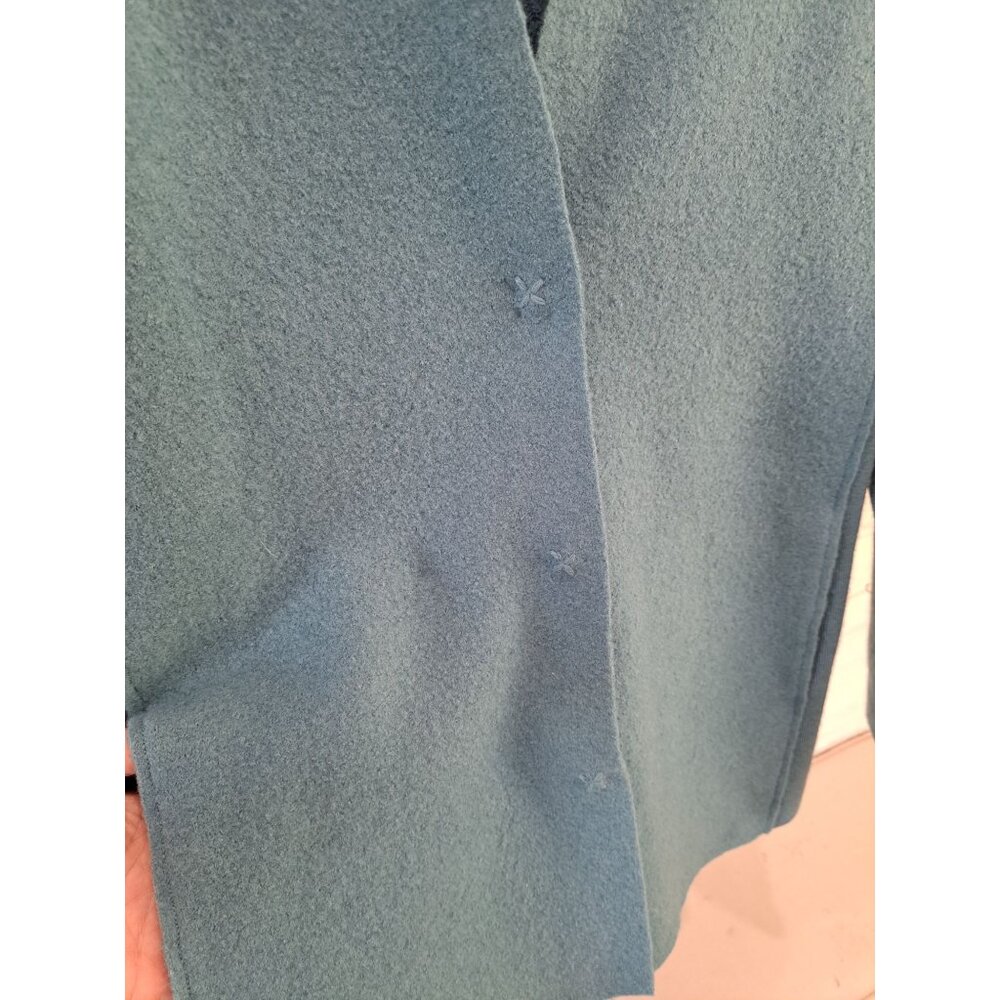 Eileen Fisher Boiled Wool Jacket Snap Closure Womens PM Teal Blue - Picture 5 of 11